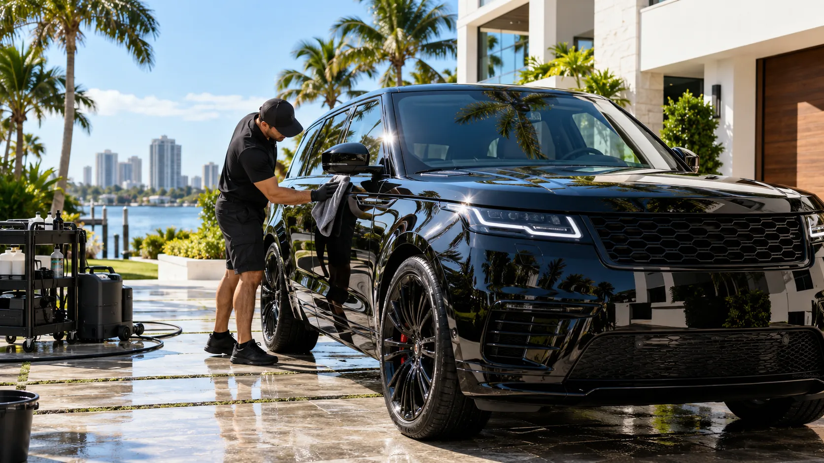 Freshly detailed black SUV