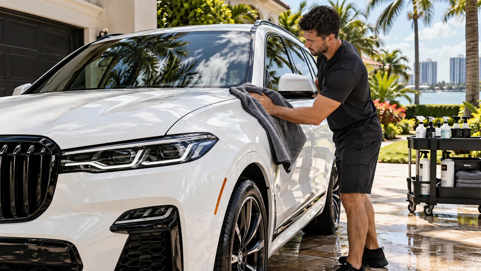 SUV hand dry detailing